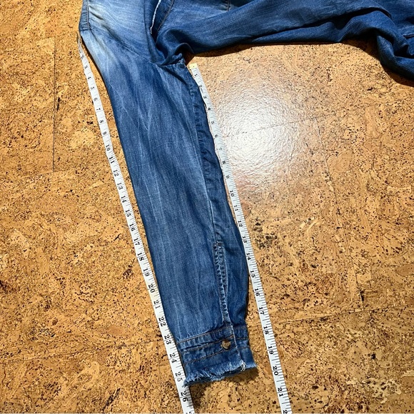 Anna Grace Tencel Chambray Raw Edge Hem Shirt Dress Sz L - Picture 12 of 14